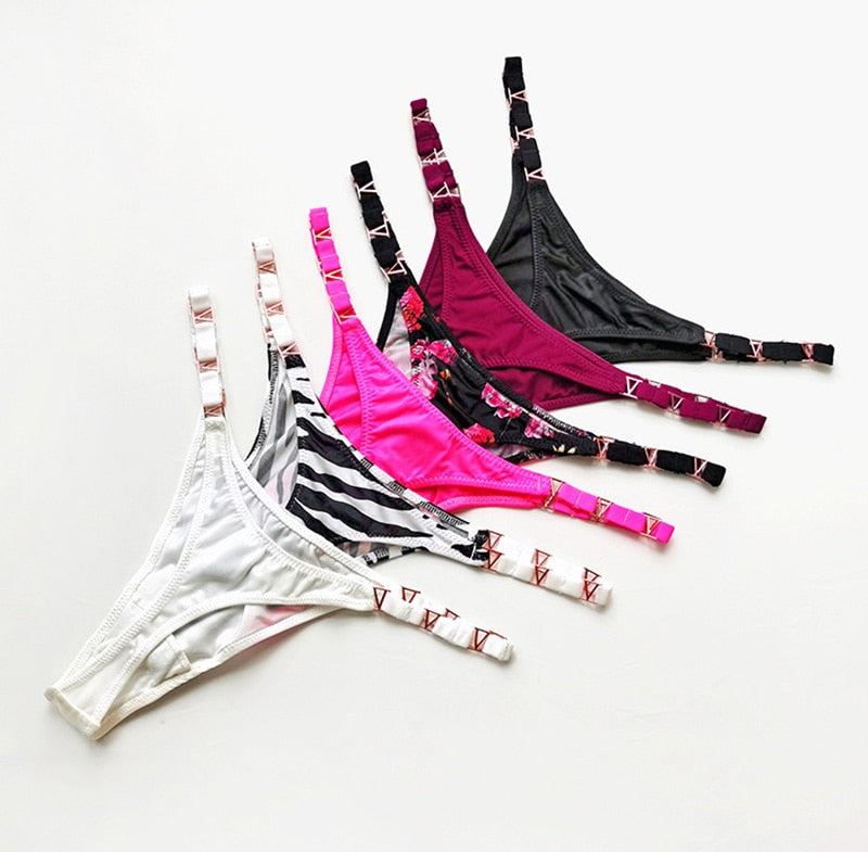 Thong Women Underwear Briefs Seamless Panties Zebra Flower Low Rise Luxury Metal Buckle G String Bikini Female Panty The Clothing Company Sydney