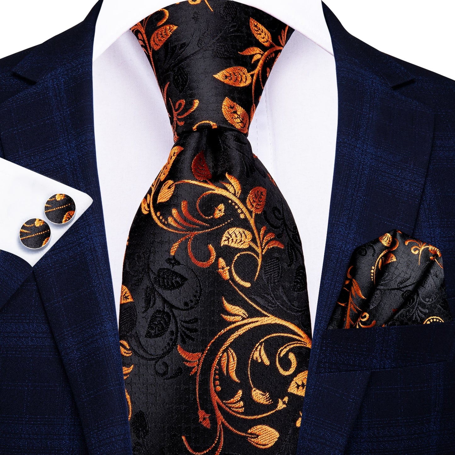 3 Piece Business Classic Blue Black Striped Solid Neck Tie Necktie Pocket Square Cufflinks Wedding Party Silk Tie Set The Clothing Company Sydney