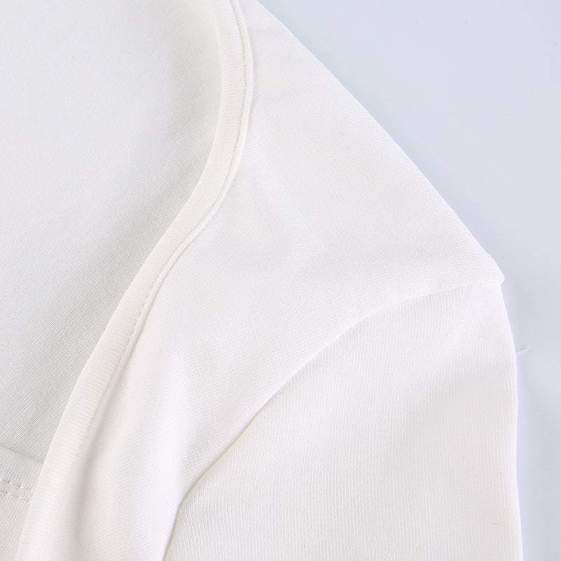 Streetwear Square Neck Hook Cotton Aututmn T-shirts Bodycon Gothic White Crop Tops Tees Long Sleeve T shirt The Clothing Company Sydney