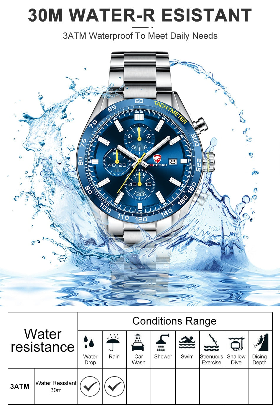 CHEETAH Men's Top Luxury Brand Stainless Steel Business Quartz Watches Chronograph Casual Sport Wrist Watches for Men The Clothing Company Sydney