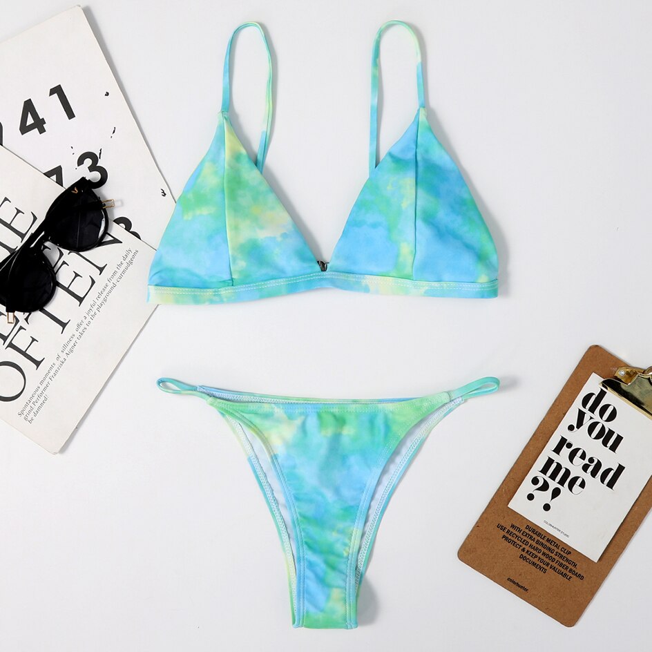 2 Piece Bikini Micro Women's Swimsuit Tie Dye Mini Thong Bikinis Set Brazilian Swimming Swimwear Bathing Suit The Clothing Company Sydney