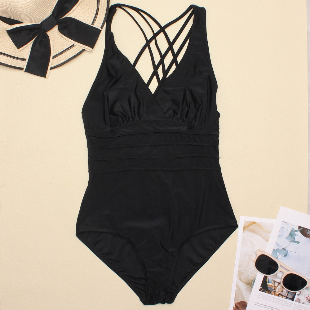 Women's Printed One Piece Swimwear Backless Swimsuit V Neck Summer Beach Wear Bathing Suit The Clothing Company Sydney