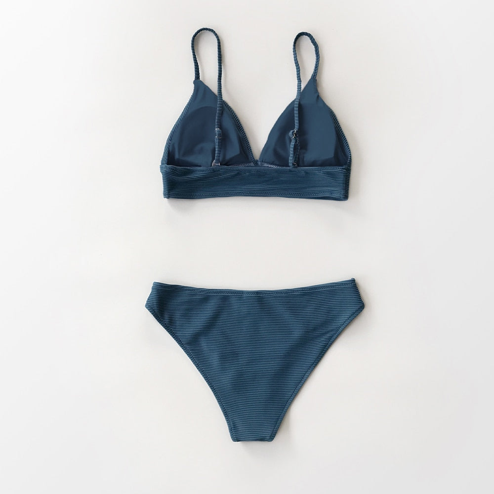 Army Green Solid Bikini Set Triangle Two Piece Swimwear Plain Beach Bathing Suit Swimsuits The Clothing Company Sydney