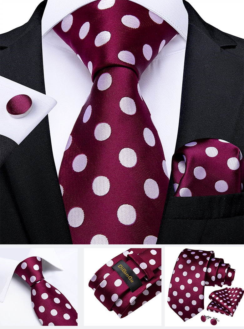 Designer Wedding Men's Tie Red Solid Striped Paisley Neckties For Men Business Hanky Cufflinks Tie Set The Clothing Company Sydney