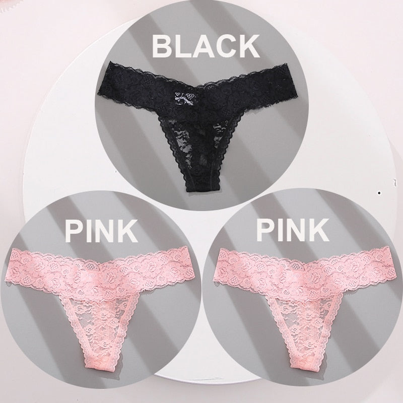 3 pack G-string Thong Panties Lace Floral Underwear Transparent Underpants Lingerie Briefs The Clothing Company Sydney