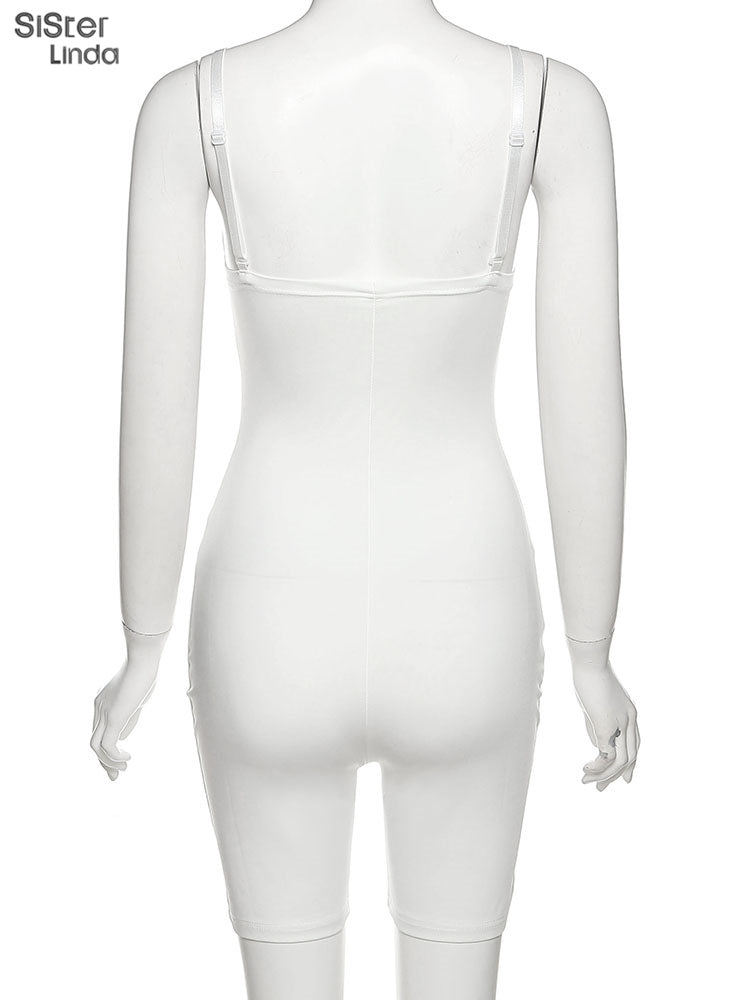 Casual Mesh Bodycon Mini Dress Women Romper  Sleeveless Skinny Stretchy Deep V Neck Party Clubwear Trend Outfit The Clothing Company Sydney