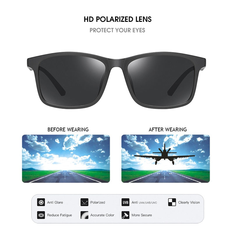 Light Weight TR90 Men Sun Glasses Classic Square Polarized Sunglasses For Male High Quality Driving Eyewear UV400 The Clothing Company Sydney