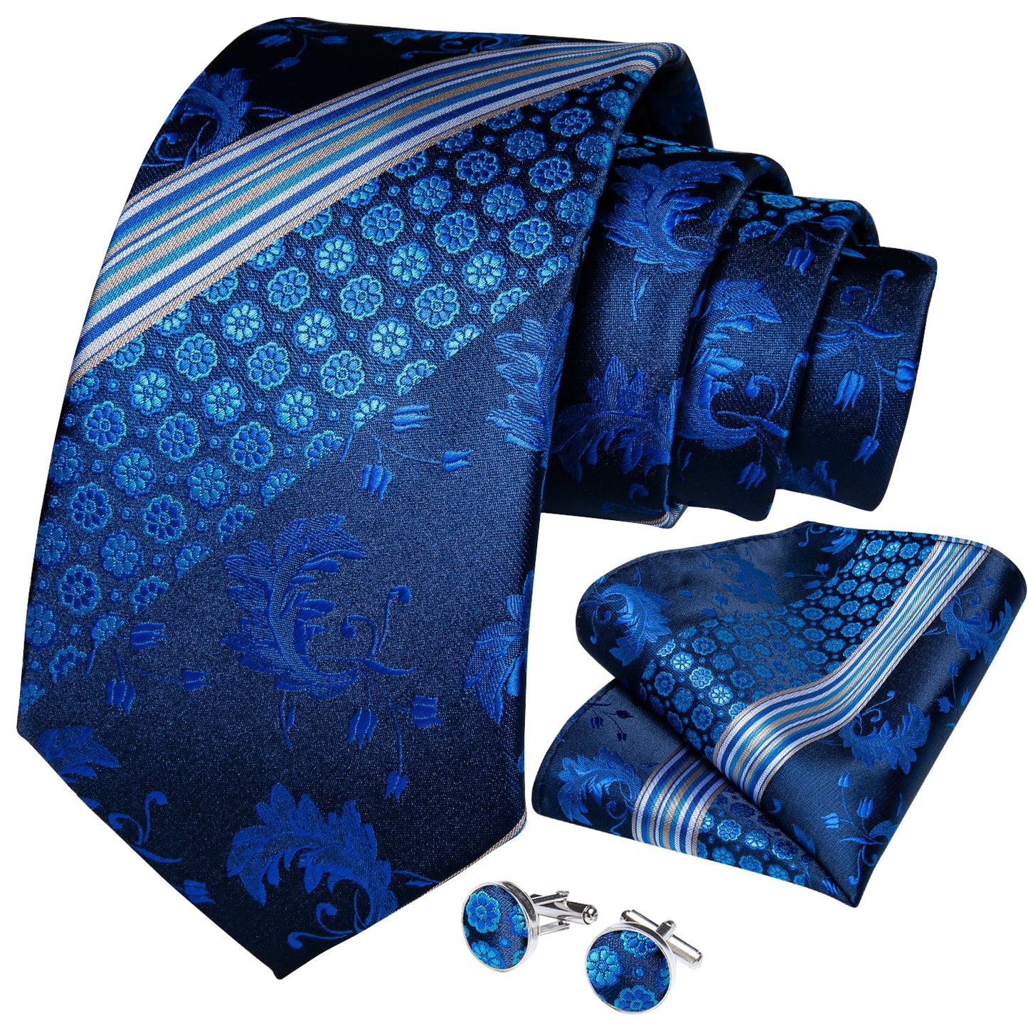 Classic 100% Silk Men's Ties 8cm Blue Plaid Dot Striped Business Necktie Handkerchief Wedding Party Tie Set The Clothing Company Sydney