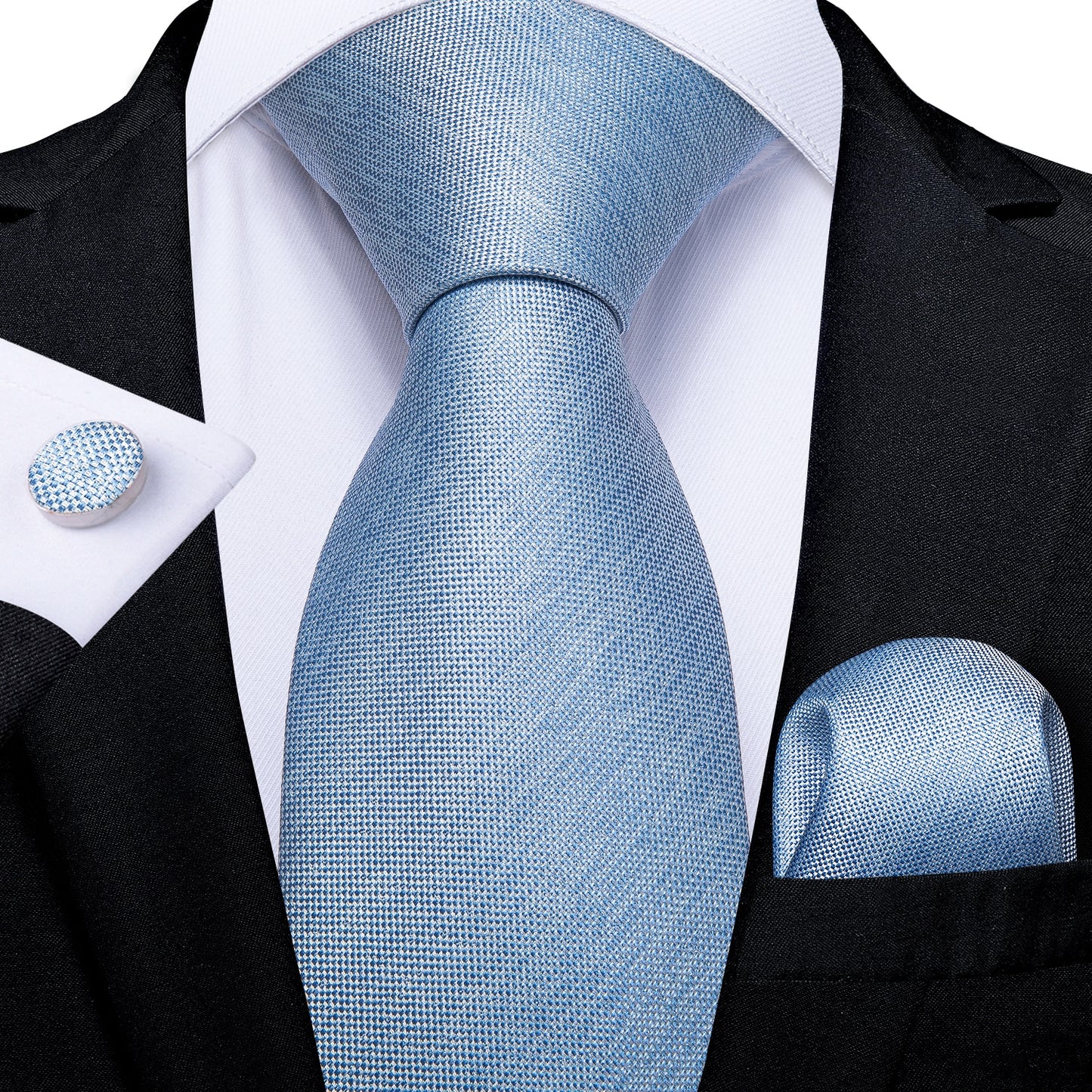 3 Piece Classic 100% Silk Men's Ties 8cm Blue Plaid Dot Striped Business Necktie Handkerchief Wedding Party Tie Set The Clothing Company Sydney