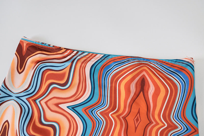 2 Piece Print Halter Cut Out Crop Top Dress Sets Fashion Outfit Summer Top and Skirts Matching Set Club Party Dress The Clothing Company Sydney