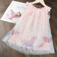 Kids Dresses for Girls Sleeveless Dress Sequined Party Costume Mesh Summer Puffy Rainbow Children Dress The Clothing Company Sydney