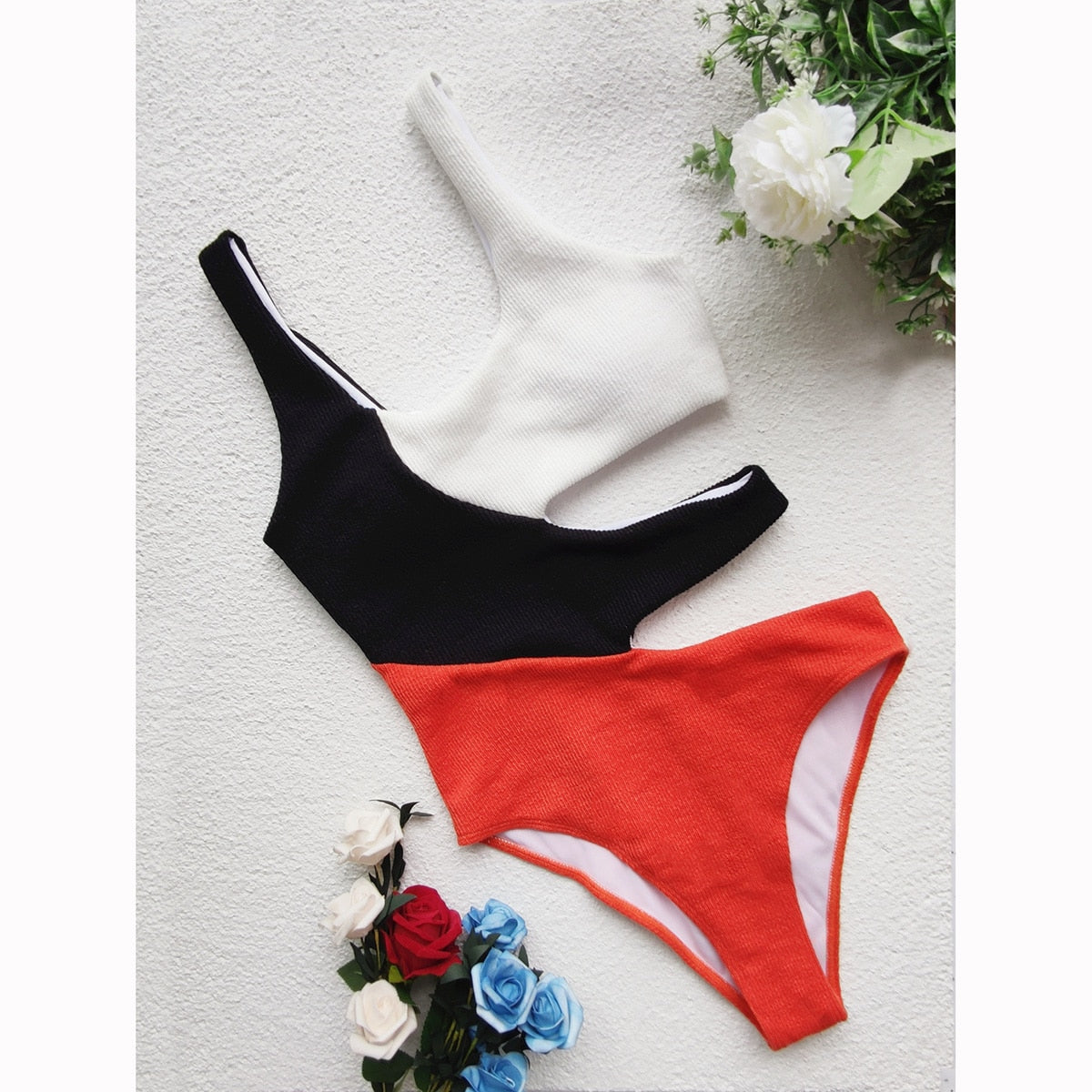 One Piece Swimsuits High Waist Swimwear Patchwork Monokini Swimming Bathing Suit Beachwear Hollow Out Swimsuit The Clothing Company Sydney