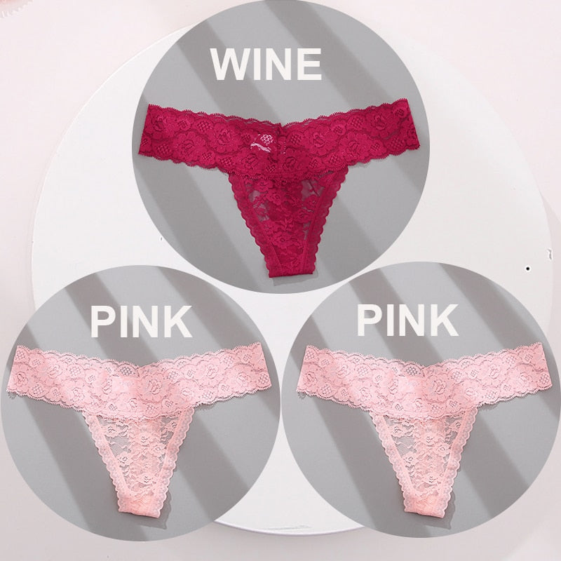 3 pack G-string Thong Panties Lace Floral Underwear Transparent Underpants Lingerie Briefs The Clothing Company Sydney