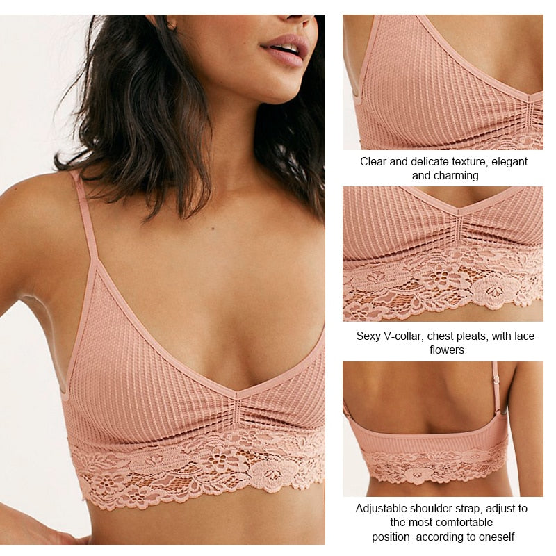 Homewear Seamless Ribbed Thin Bra  Wire Free Ladies Lace Bralette Backless Cotton underwear Lace Lingerie The Clothing Company Sydney