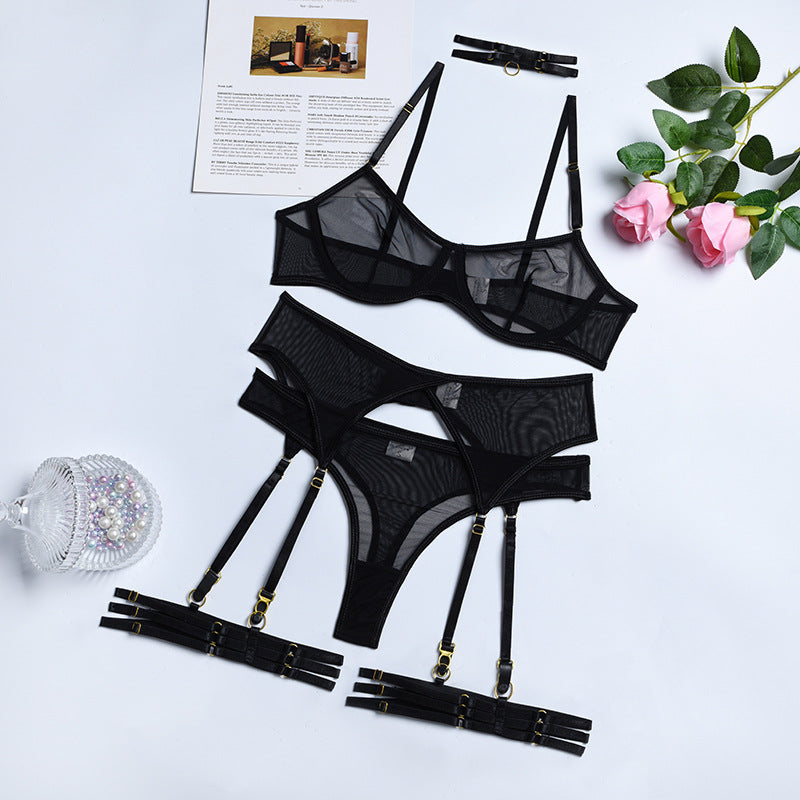 4 Piece Lingerie Underwear Bra Garters Brief Sets Transparent Lace Seamless Panties Set The Clothing Company Sydney