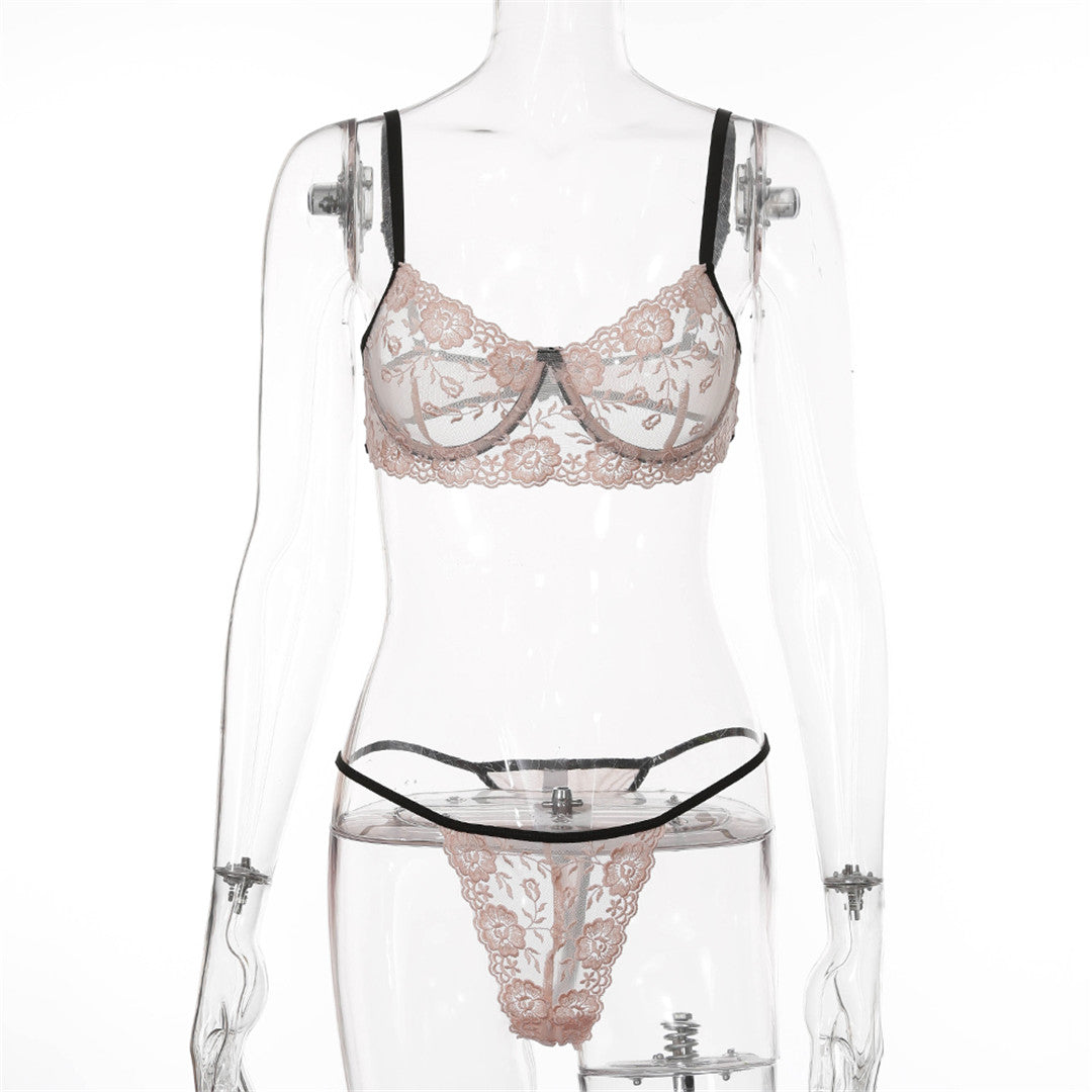 2 Piece Underwear See Through Bra Embroidery Floral Lingerie Transparent Set Clothing Company Sydney