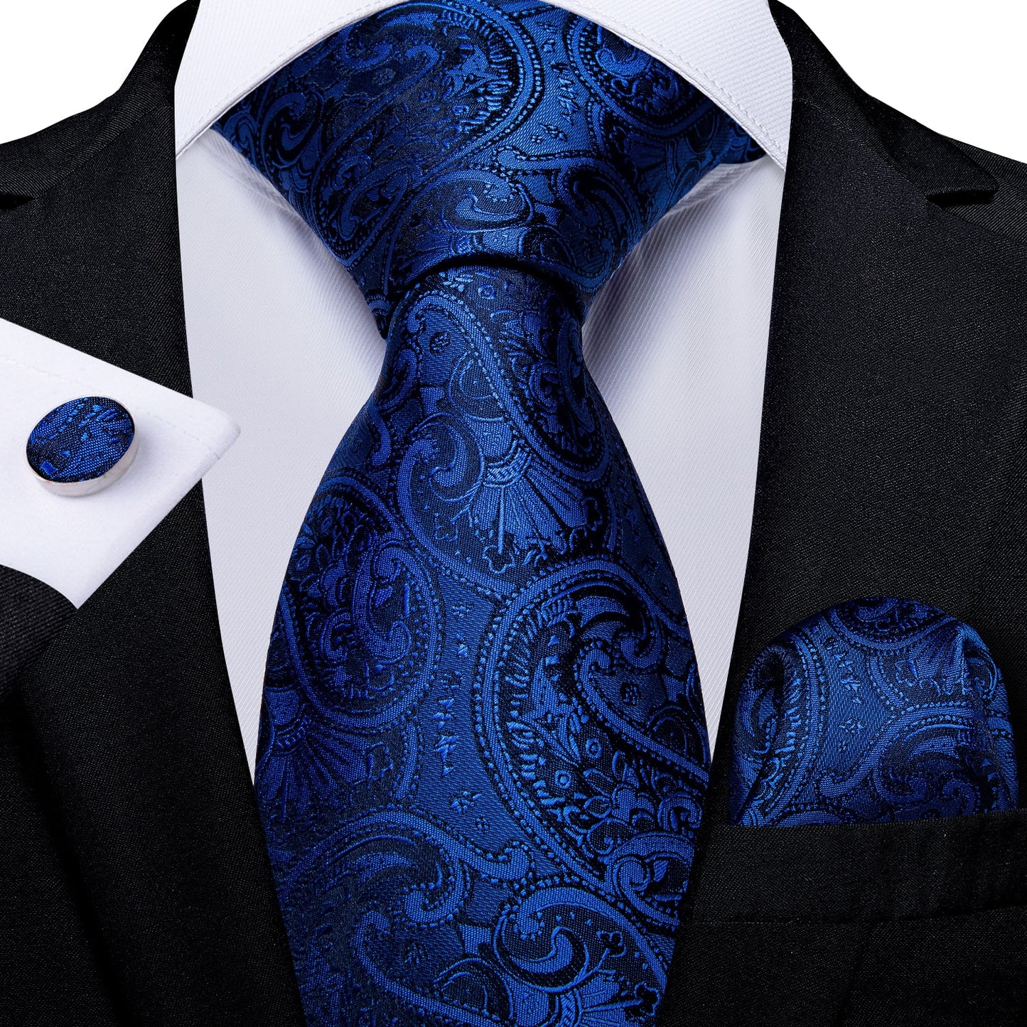 3 Piece Classic 100% Silk Men's Ties 8cm Blue Plaid Dot Striped Business Necktie Handkerchief Wedding Party Tie Set The Clothing Company Sydney