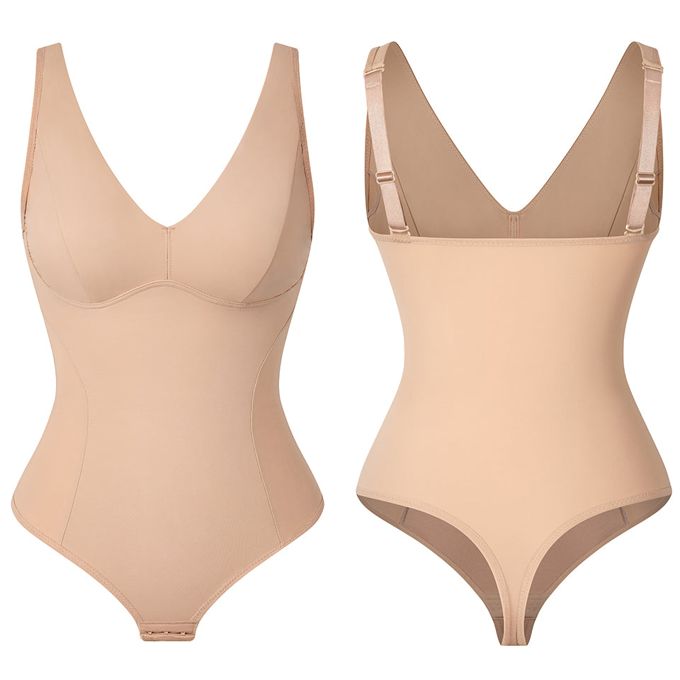 Shapewear Bodysuit Thong Shaper for Women Waist Trainer Body Shaper Deep V Neck Underwear Built-in Bra Camisole The Clothing Company Sydney