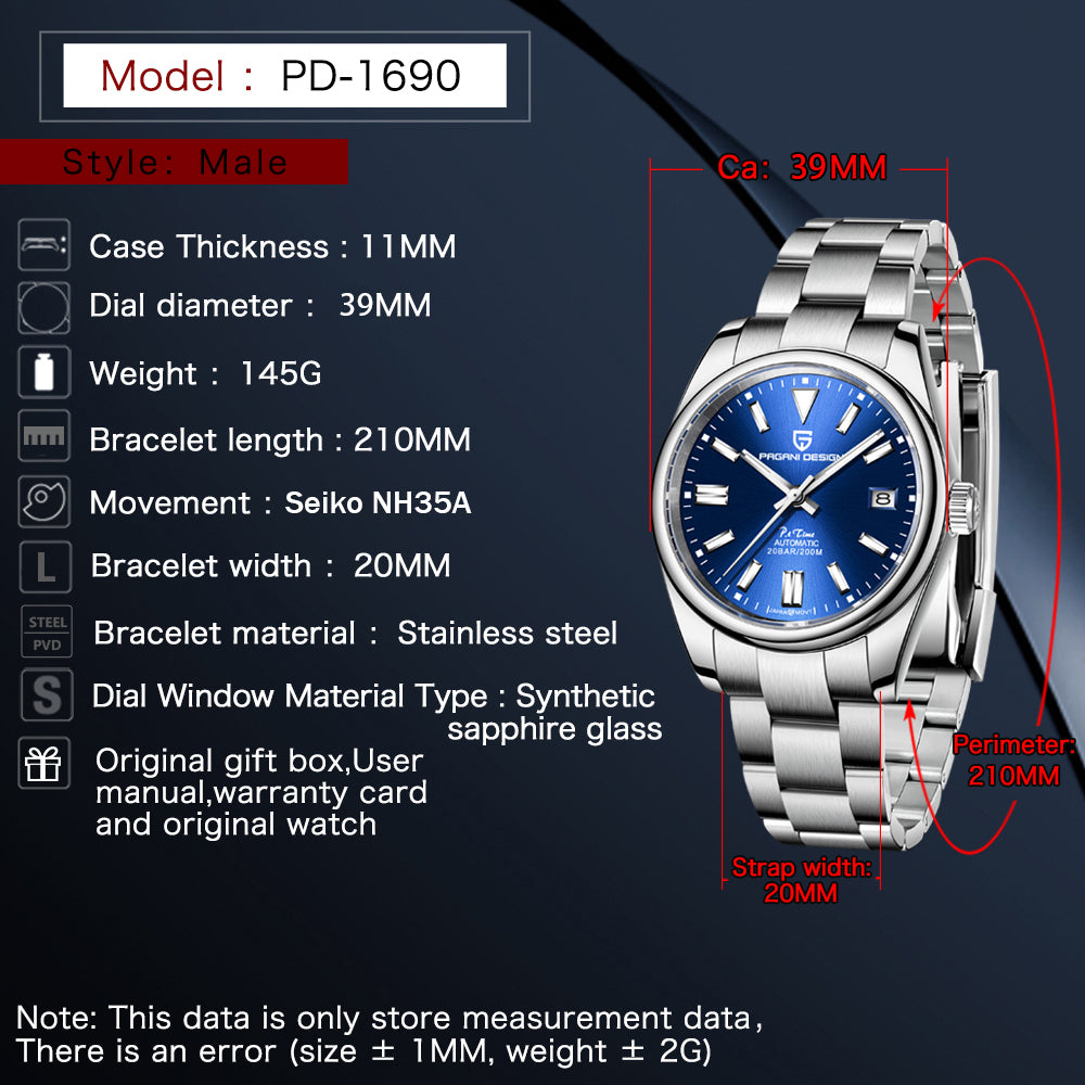 Pagani Design Automatic Men's Watch Stainless Steel Simple Mechanical Wriswatch Japanese Sports Luxury Sapphire Watch The Clothing Company Sydney