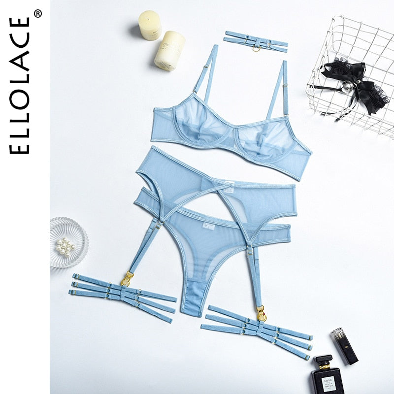 4 Piece Lingerie Underwear Bra Garters Brief Sets Transparent Lace Seamless Panties Set The Clothing Company Sydney