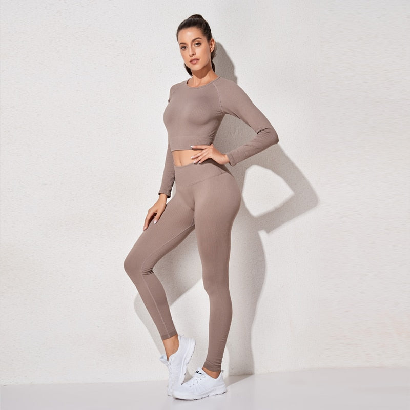 2 Piece High Waist Sports Legging Gym Women's sportswear Seamless Fitness Yoga Suit High Stretchy Workout Padded Sports Bra Leggings Set The Clothing Company Sydney