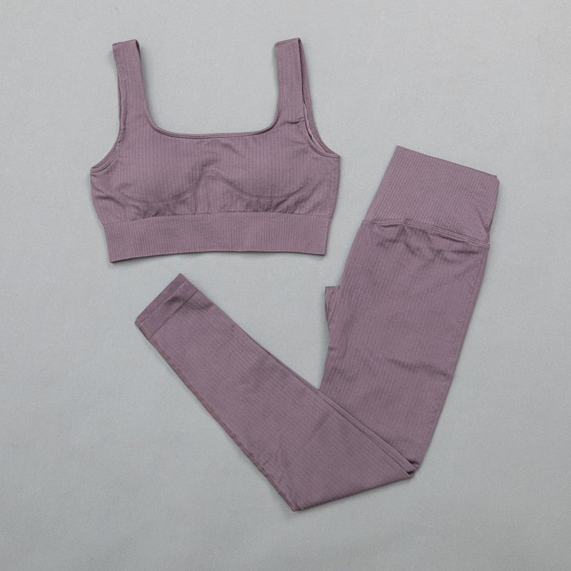 2 Piece High Waist Sports Legging Gym Women's sportswear Seamless Fitness Yoga Suit High Stretchy Workout Padded Sports Bra Leggings Set The Clothing Company Sydney