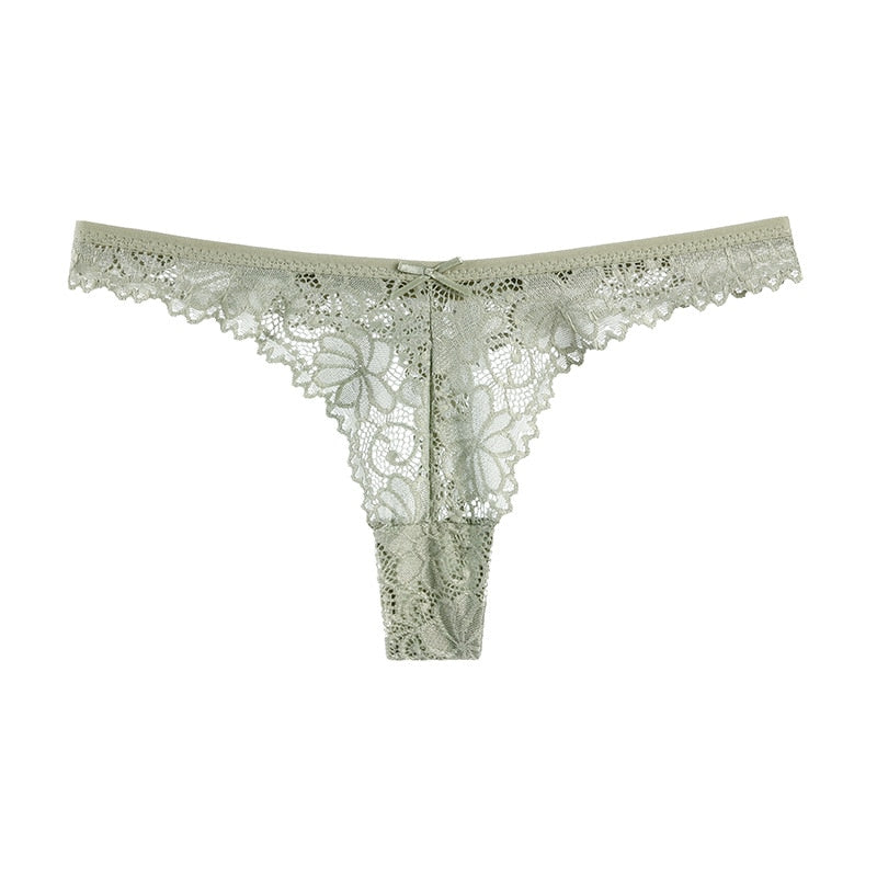 Lace Embroidery Underwear Lingerie T-back Thong Sheer Panties Hollow out Transparent Knickers The Clothing Company Sydney