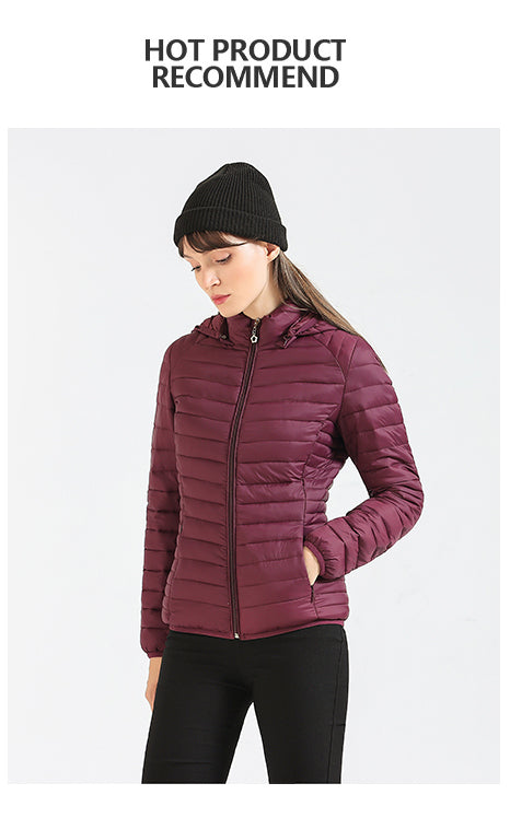 Winter Women Thin Padded Puffer Jacket Coat Short Parka Outdoor Warm Clothing Portable Ultralight  Outerwear The Clothing Company Sydney