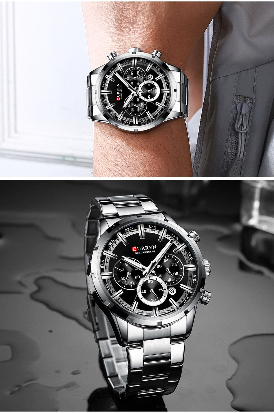 Men's Watch Luxury Sports Quartz Mens Watches Full Steel Waterproof Chronograph Wristwatch The Clothing Company Sydney