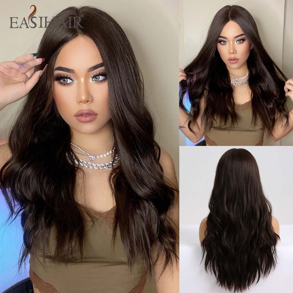 Ombre Brown Light Blonde Platinum Long Wavy Middle Part Hair Wig Cosplay Natural Heat Resistant Synthetic Wig for Women The Clothing Company Sydney