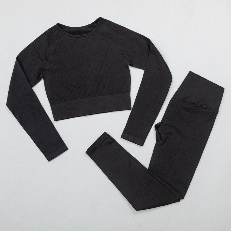 2 Piece High Waist Sports Legging Gym Women's sportswear Seamless Fitness Yoga Suit High Stretchy Workout Padded Sports Bra Leggings Set The Clothing Company Sydney