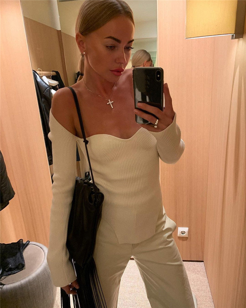 Square Collar Long Sleeve Knitted Pullover Spring Autumn Sweater Winter Top Jumper The Clothing Company Sydney