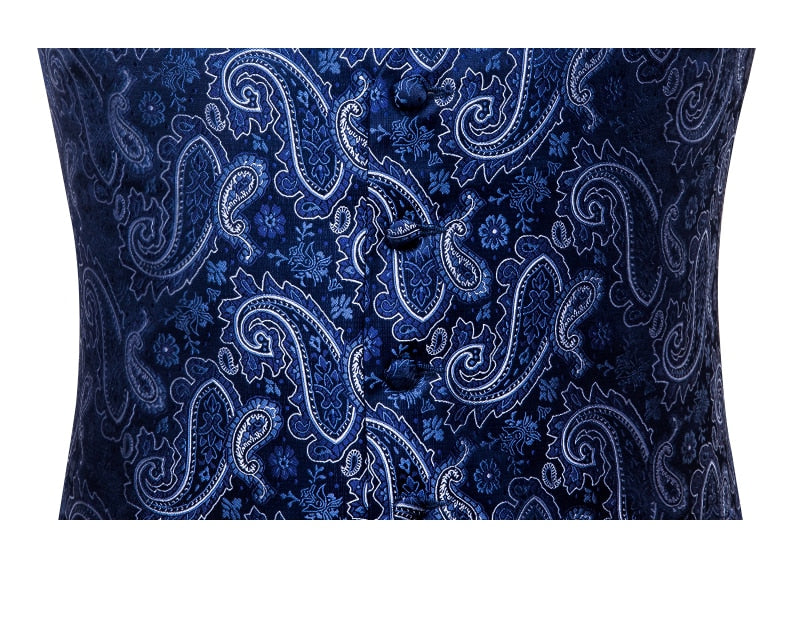 4Piece Mens Vest for Suit Luxury Paisley Floral Plaid Suit Silk Vest and Tie Set Blue Gold Red Sliver Wedding Vest The Clothing Company Sydney