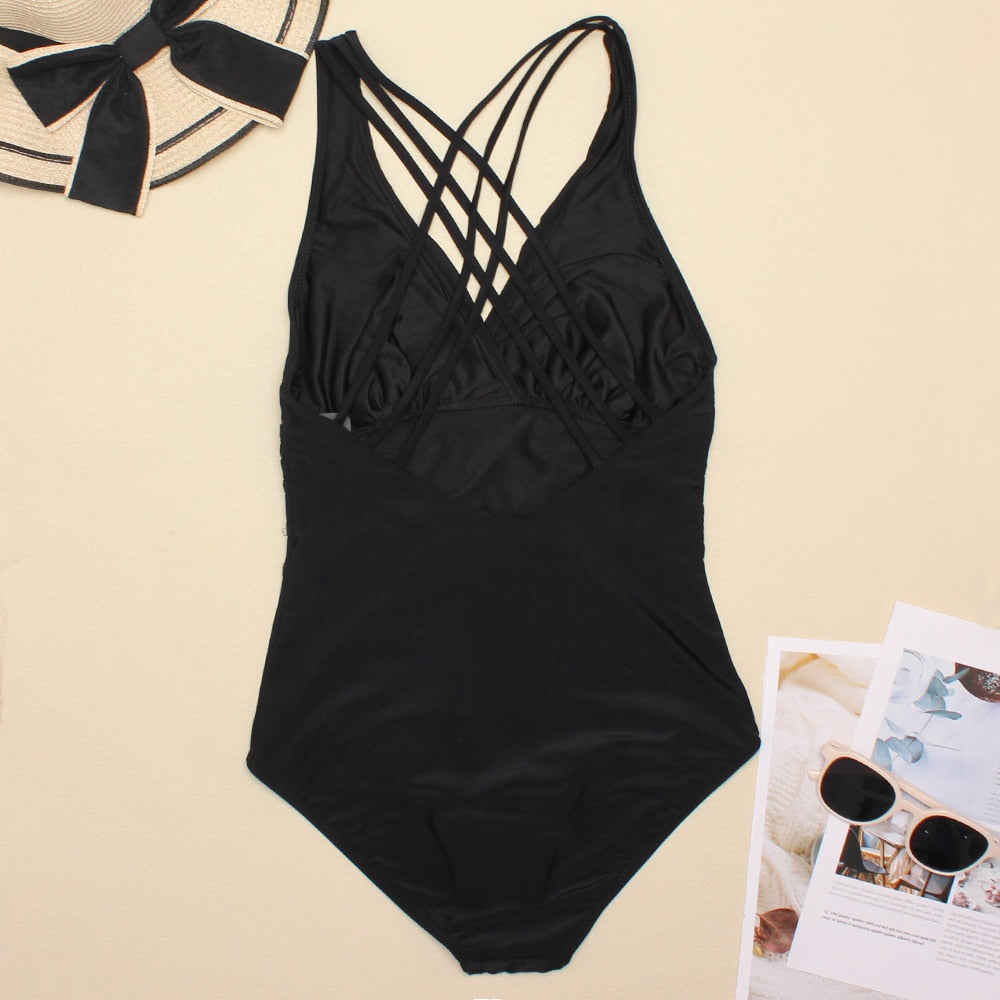 Women's Printed One Piece Swimwear Backless Swimsuit V Neck Summer Beach Wear Bathing Suit The Clothing Company Sydney