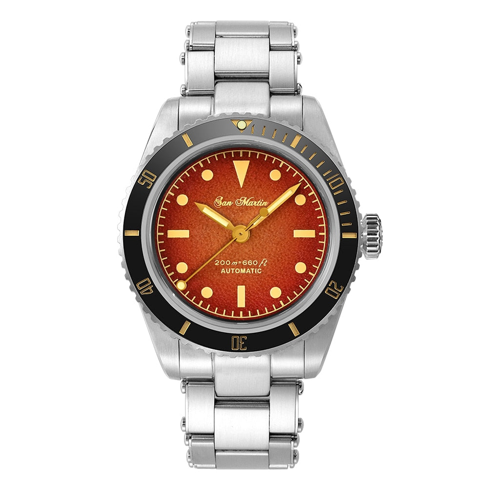 San Martin Men's 38mm Diver 6200 Retro Water Ghost Luxury Sapphire NH35 Automatic Mechanical Vintage 20Bar Luminous Watch Clothing Company Sydney