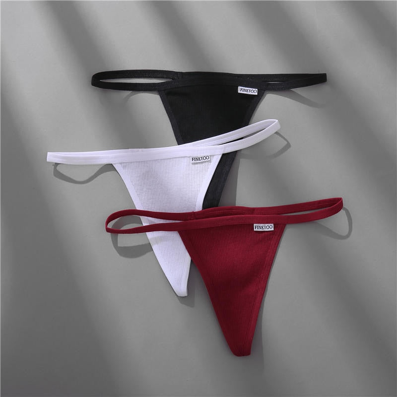 Women's Cotton Mix Underwear Ladies Thongs Panties Low Rise G-String Female T-Back Briefs Bikini Lingerie Solid Color Knickers The Clothing Company Sydney