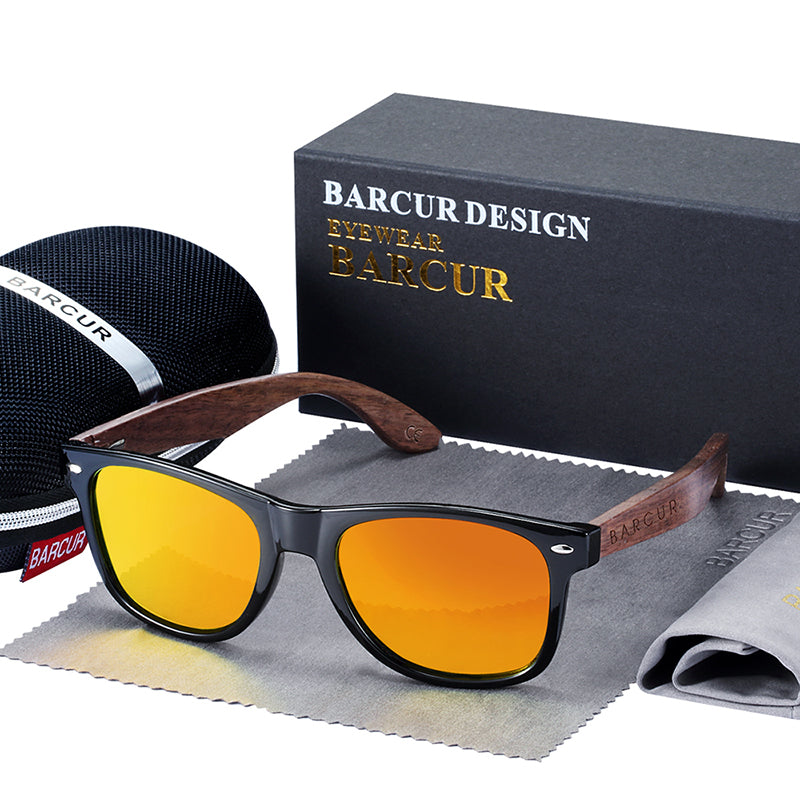 Designer Black Walnut Wood Polarized Sunglasses Men Glasses UV400 Protection Eyewear The Clothing Company Sydney
