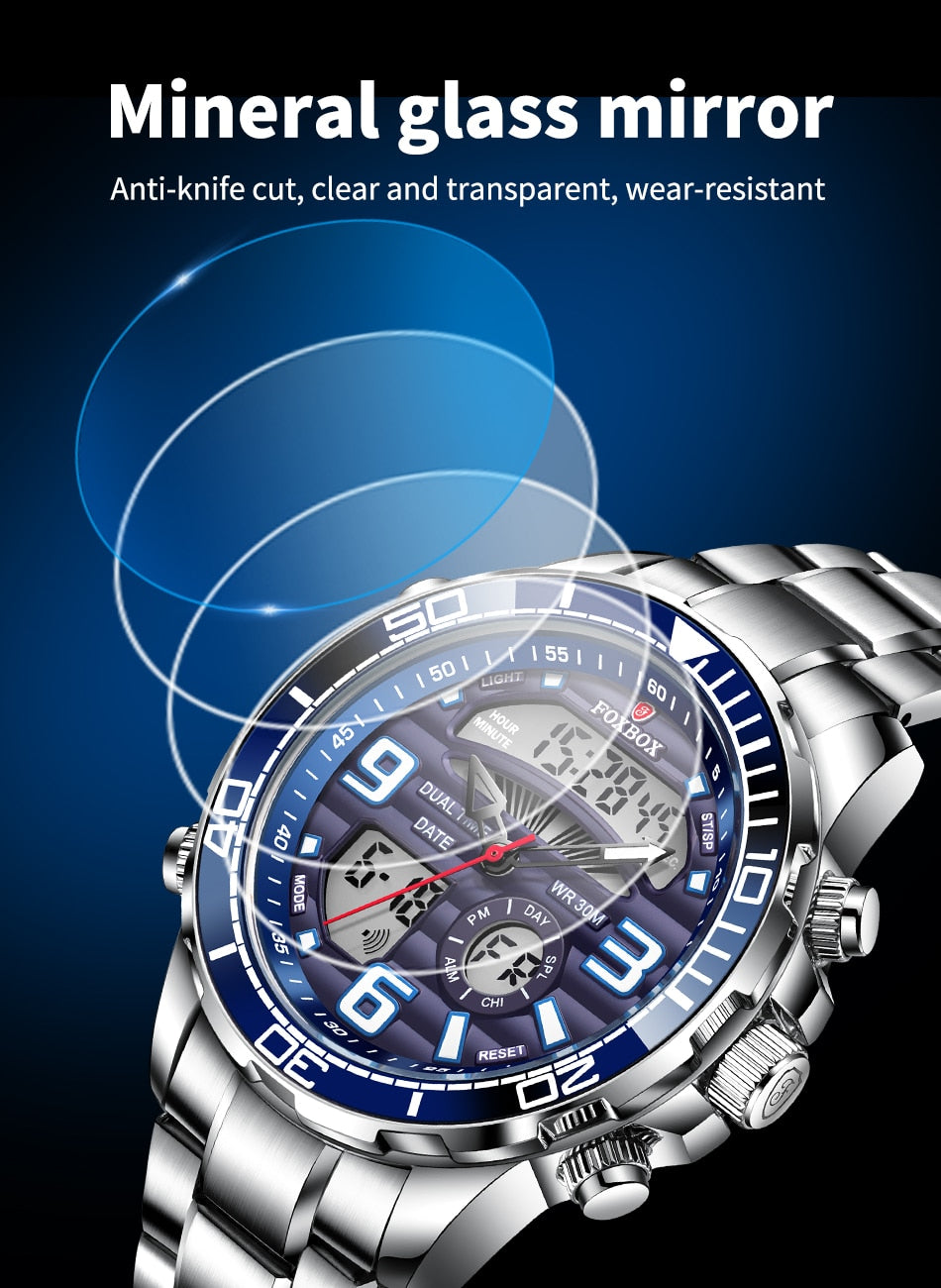 Lige Brand Foxbox Digital Mens Watches Sport Quartz Wristwatch All Steel Military Waterproof Watch The Clothing Company Sydney