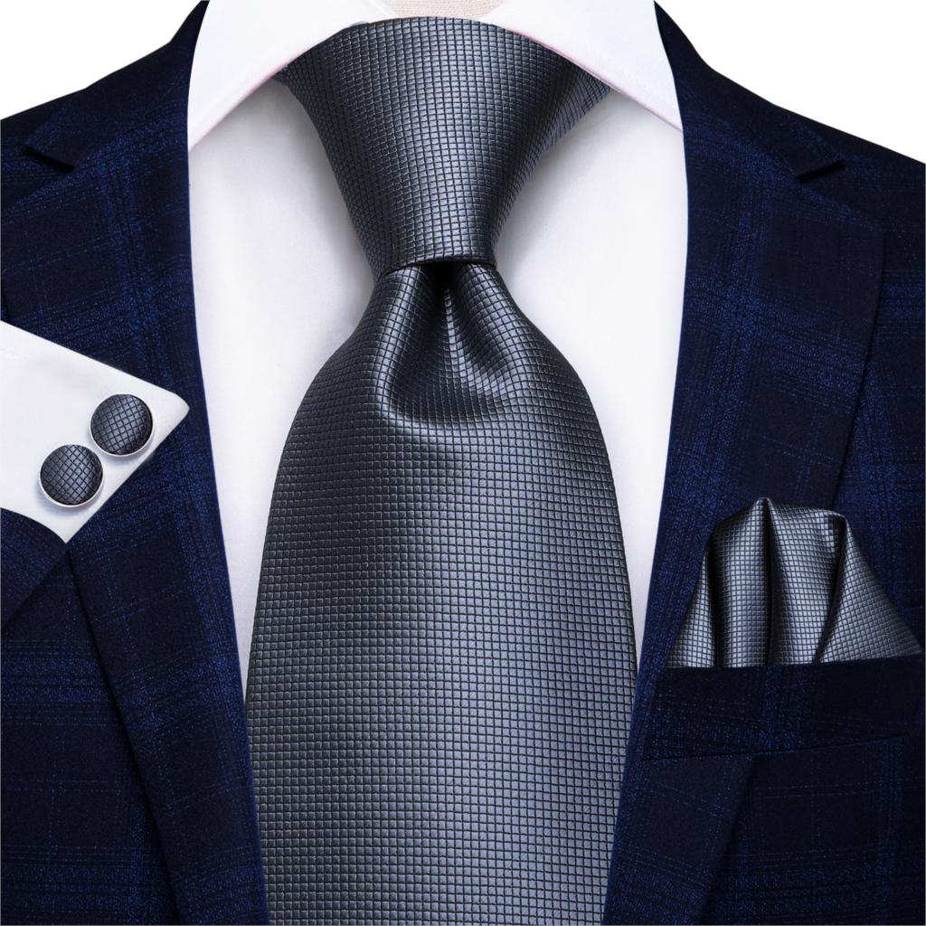 3 Piece 8.5cm Business Solid Paisley 100% Silk Men's Tie Neck Strip Ties for Men Formal Luxury Wedding Neckties Cufflinks Pocket Square The Clothing Company Sydney