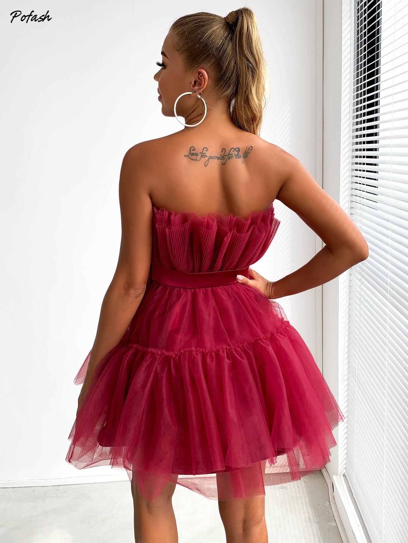 Mesh Solid Bow Mini Dress Women Layered Strapless Ball Gown Sexy Party Club Dress Backless Summer Dress The Clothing Company Sydney