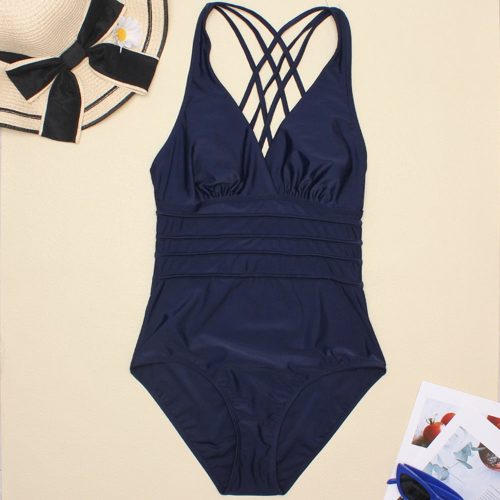 Women's Printed One Piece Swimwear Backless Swimsuit V Neck Summer Beach Wear Bathing Suit The Clothing Company Sydney