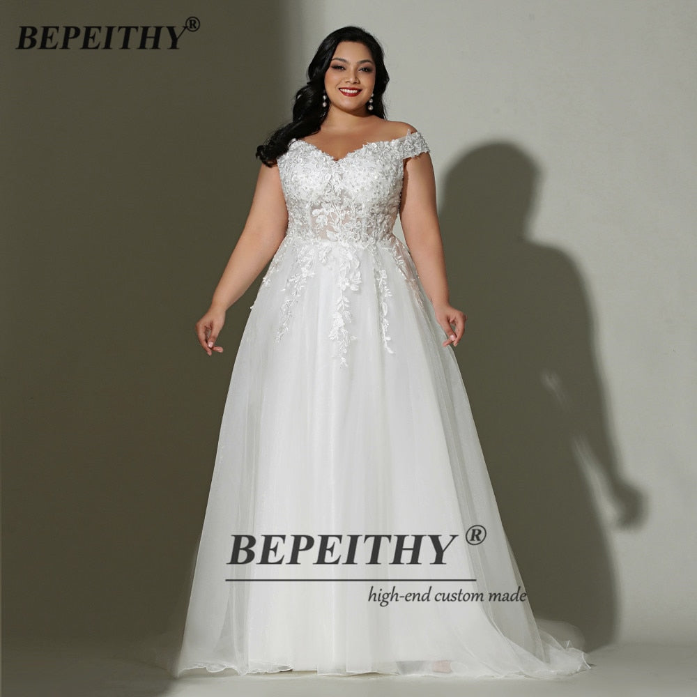 Off The Shoulder Ivory Plus Size Wedding Sweep Train Sweetheart Lace Bridal Gown Dress The Clothing Company Sydney