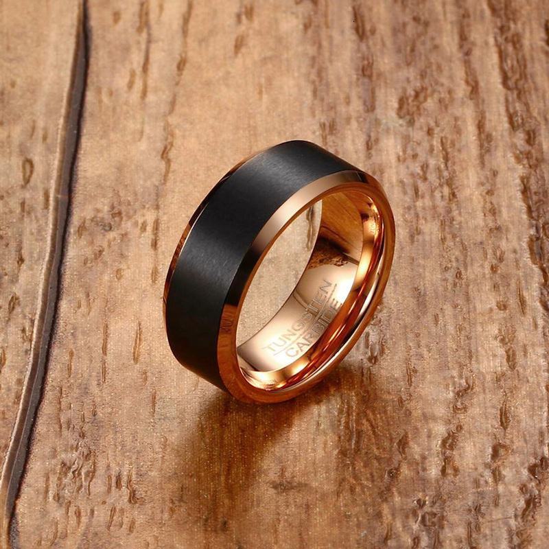 Men's Basic Tungsten Carbide Ring Classic 8mm Male Wedding Jewelry Rose-Gold Color The Clothing Company Sydney