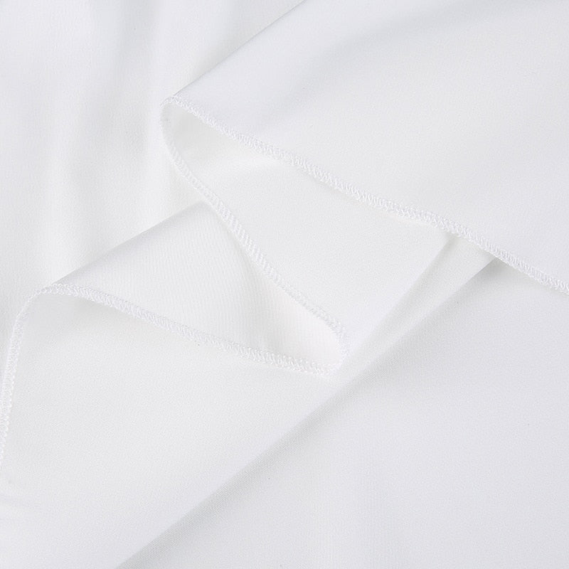 V Neck Lace Trim A-Line Satin White Dress Fashion Strap Mini Summer Dress Backless Party Dresses The Clothing Company Sydney