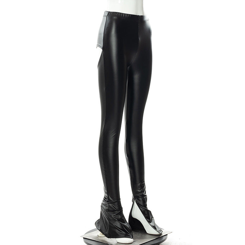 Ladies PU Leather Cut Out Pencil Pants Skinny Trousers Streetwear Bottom Punk Pants Split Fashion Party Pants The Clothing Company Sydney