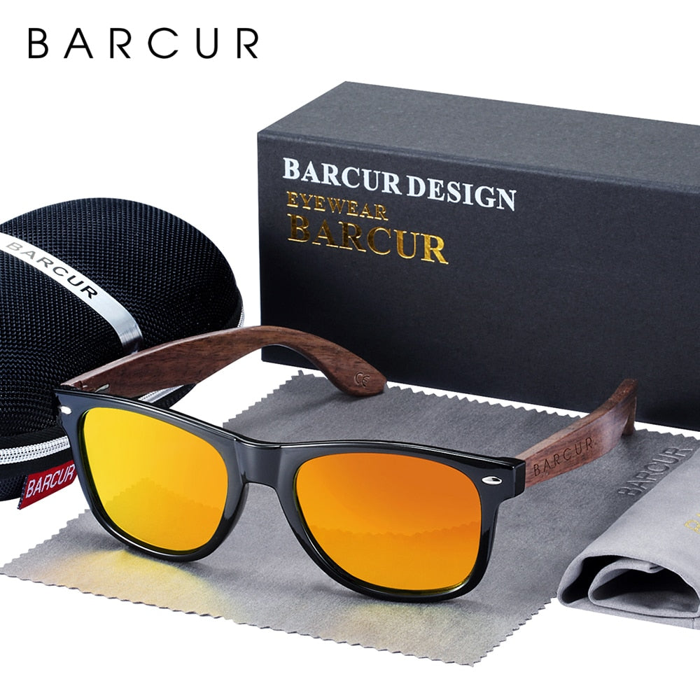 Designer Black Walnut Wood Polarized Sunglasses Men Glasses UV400 Protection Eyewear The Clothing Company Sydney