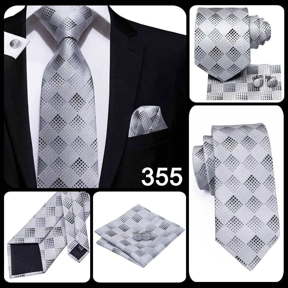 3 Piece 8.5cm Business Solid Paisley 100% Silk Men's Tie Neck Strip Ties for Men Formal Luxury Wedding Neckties Cufflinks Pocket Square The Clothing Company Sydney