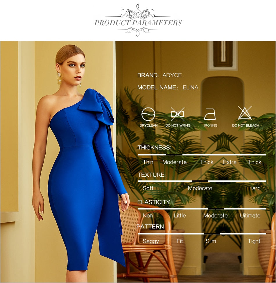 Winter One Shoulder Bodycon Bandage Dres Bow Long Sleeve Club Midi Celebrity Evening Runway Party Dresses The Clothing Company Sydney