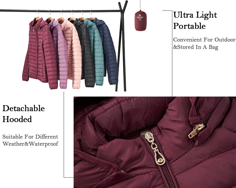 Winter Women Thin Padded Puffer Jacket Coat Short Parka Outdoor Warm Clothing Portable Ultralight  Outerwear The Clothing Company Sydney