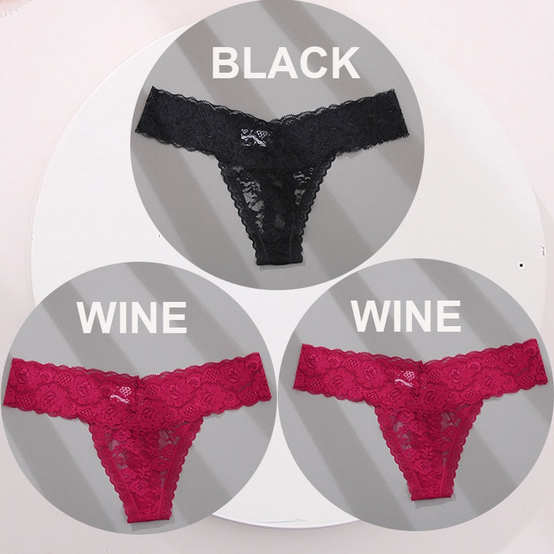 3 pack G-string Thong Panties Lace Floral Underwear Transparent Underpants Lingerie Briefs The Clothing Company Sydney